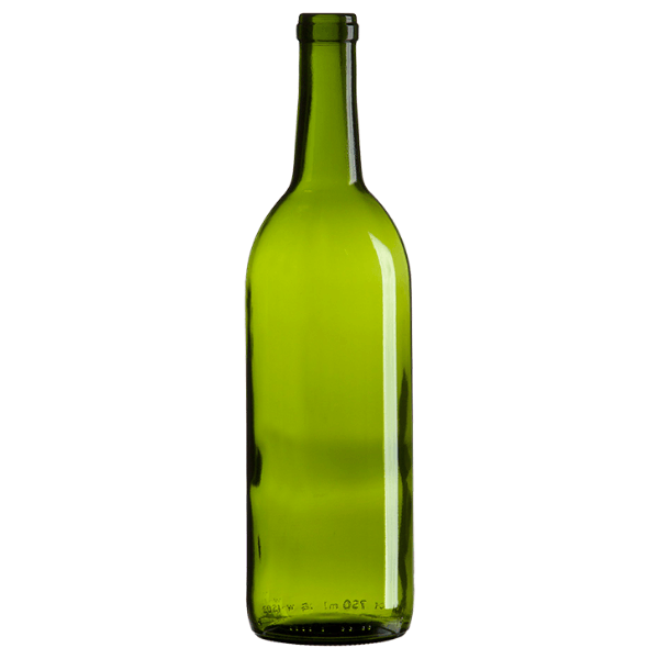North Mountain Supply 750ml Glass Bordeaux Wine Bottle Flat-bottomed Cork Finish - Case of 12 - Clear/Flint